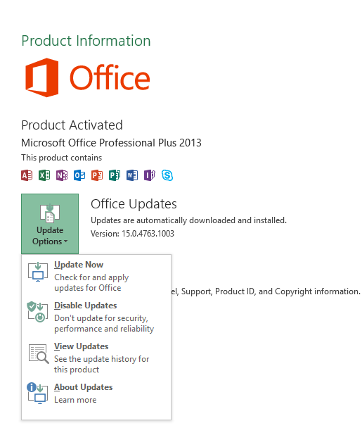 how to stop ms office updates