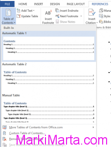 Figure 1. Create automatically a Table of Contents in Microsoft Word