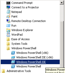 PowerShell ISE from menu