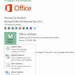 Figure 2. Change MS Office update settings