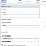 Figure 1. Create automatically a Table of Contents in Microsoft Word